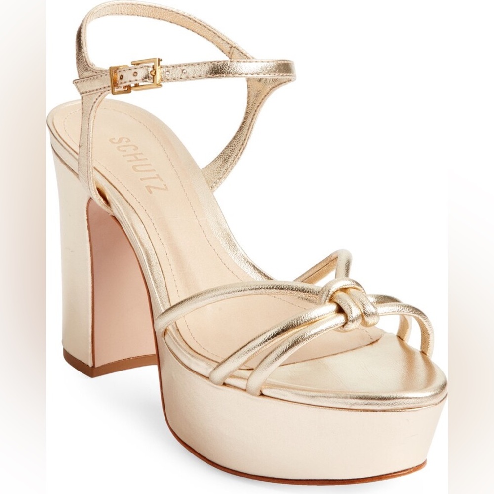 SCHUTZ Gold Metallic Platform Sandals